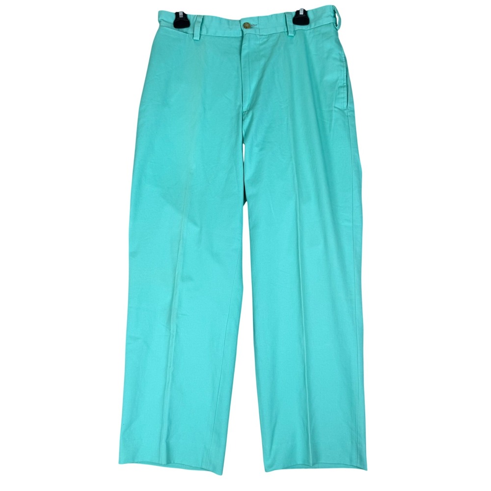 Bills Khakis Classic Fit Pants 34x27.5 Cotton Chino Turquoise Green Made In USA - Picture 1 of 10